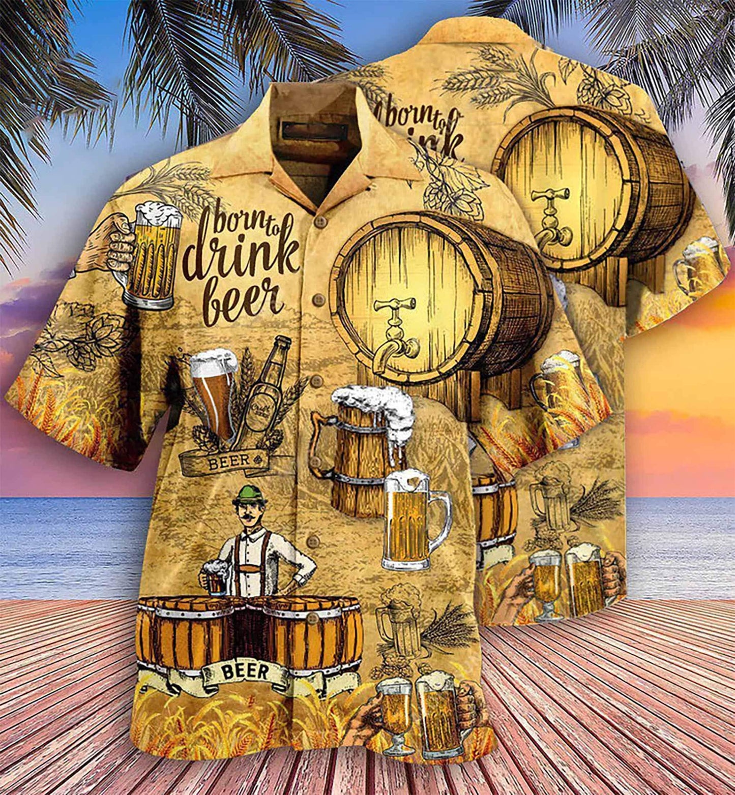 Funny Oktoberfest Hawaiian Shirt, Born To Drink Beer Button Down Shirt, Beer Festival Shirt, German Oktoberfest, Beer Drinking Party Gift