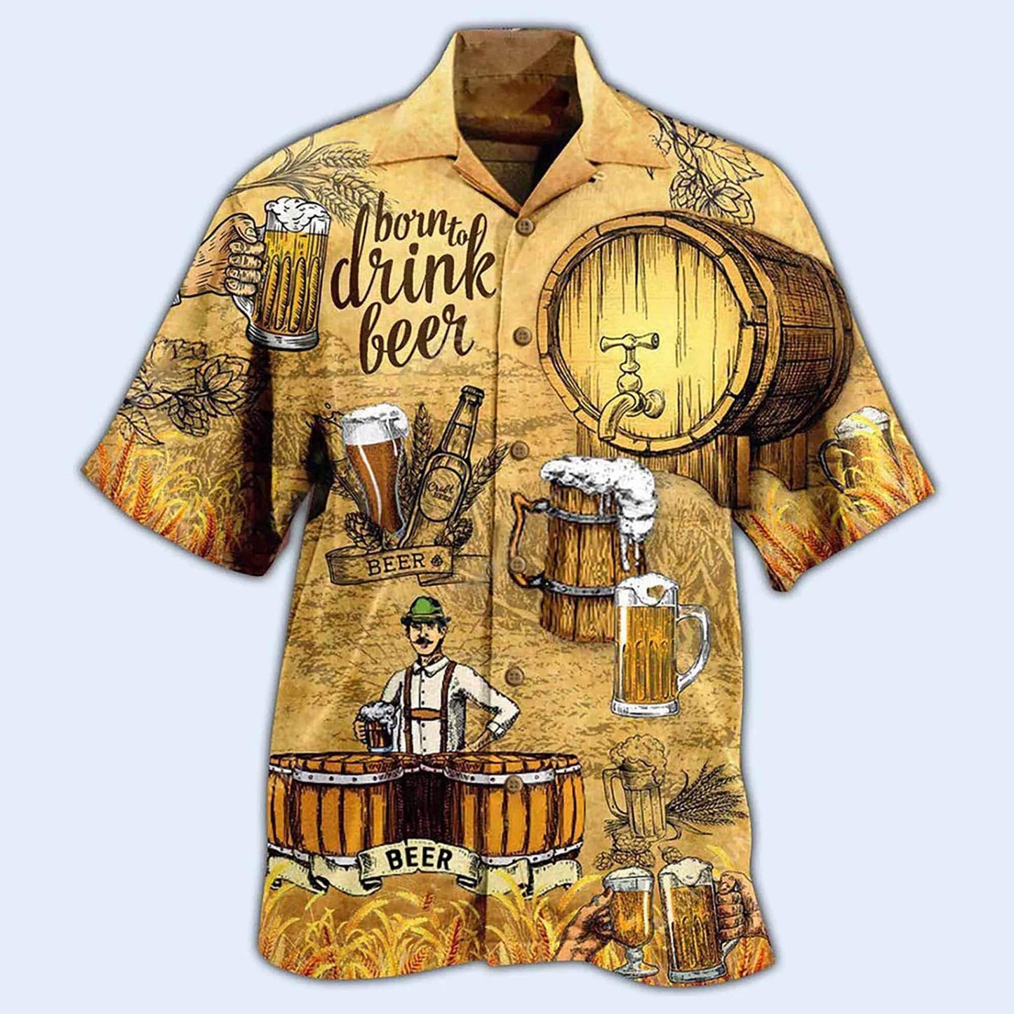 Funny Oktoberfest Hawaiian Shirt, Born To Drink Beer Button Down Shirt, Beer Festival Shirt, German Oktoberfest, Beer Drinking Party Gift